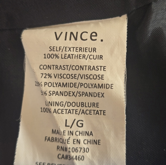 Vince steel grey leather jacket. zips and snaps, with front pockets.  women's L - Picture 16 of 16